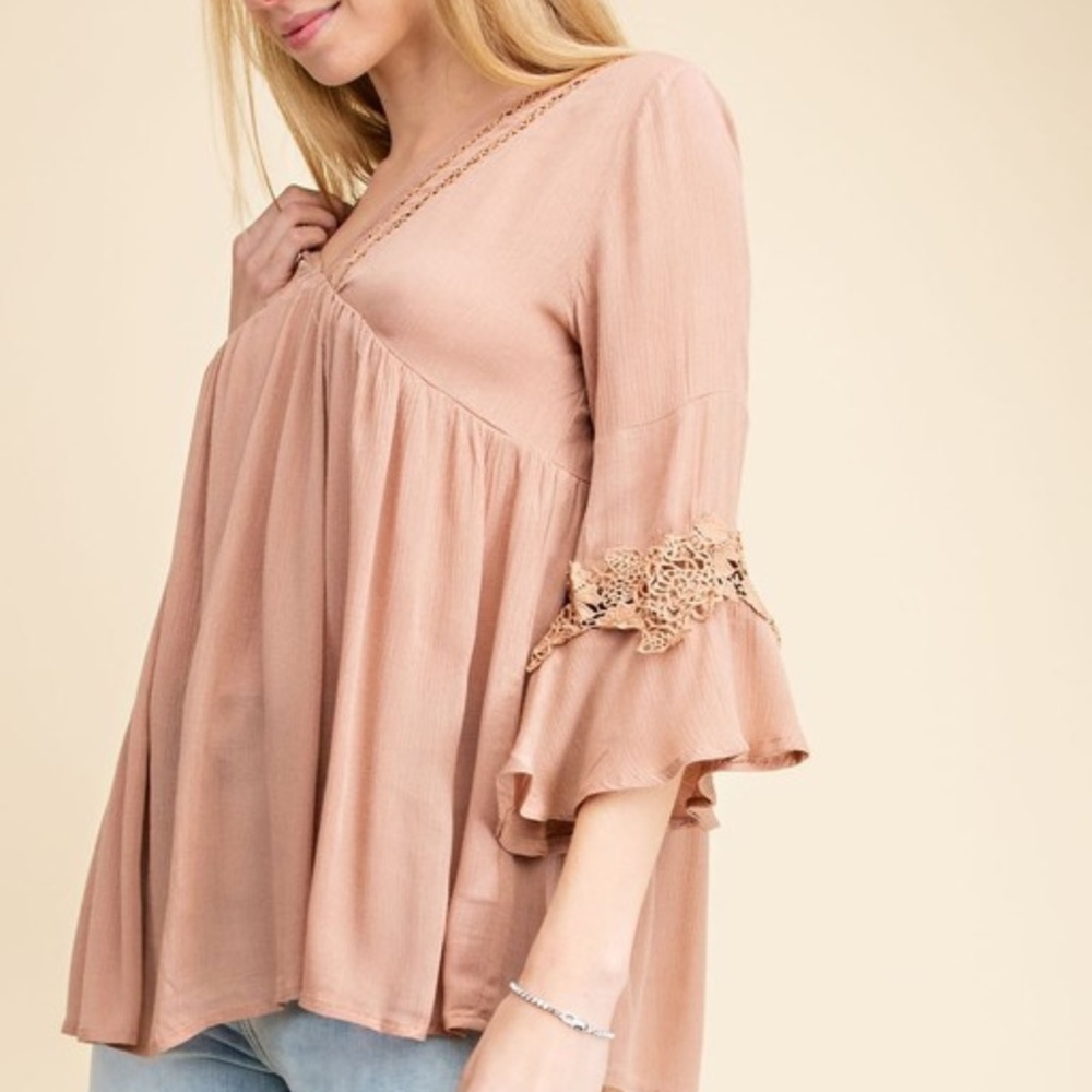 π Dusty Rose Crinkle Gauze Top - Picture 4 of 8
